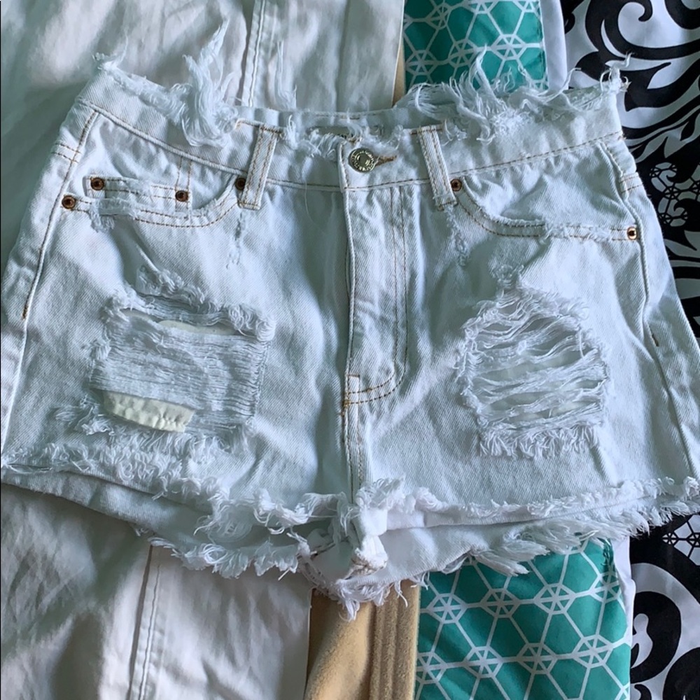 White jean shorts